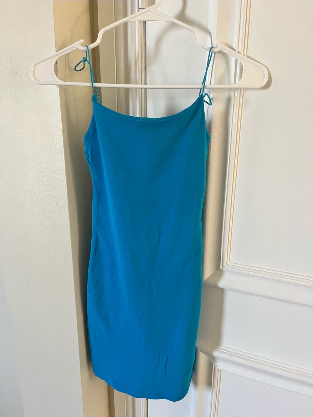 Zara Turquoise Slip Mini Dress with Spaghetti Straps